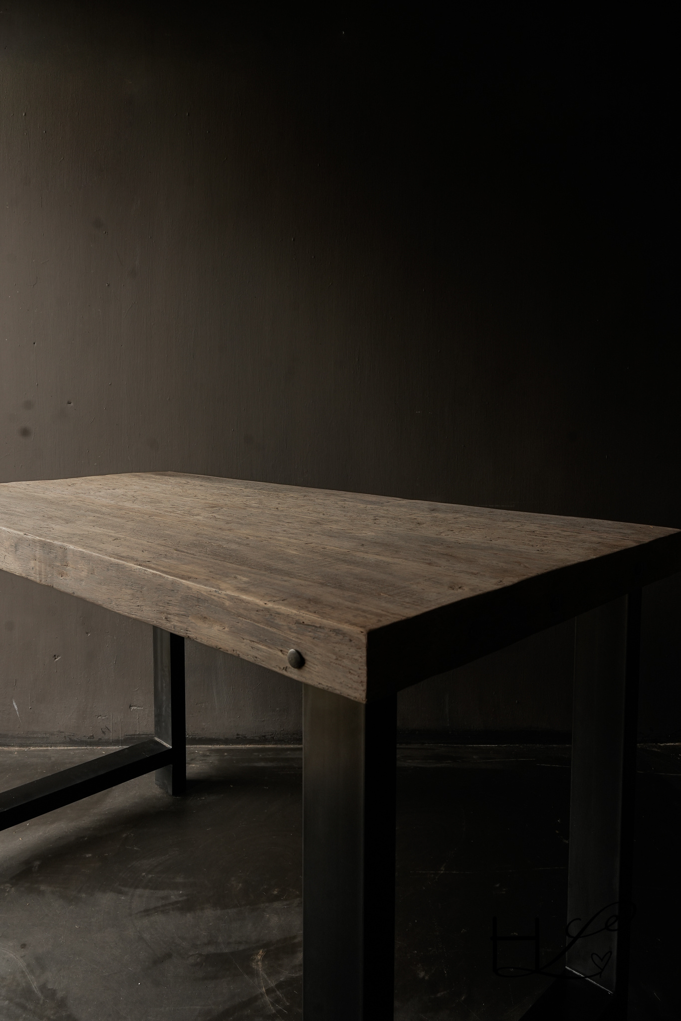 Sturdy wooden bar table with iron legs-5