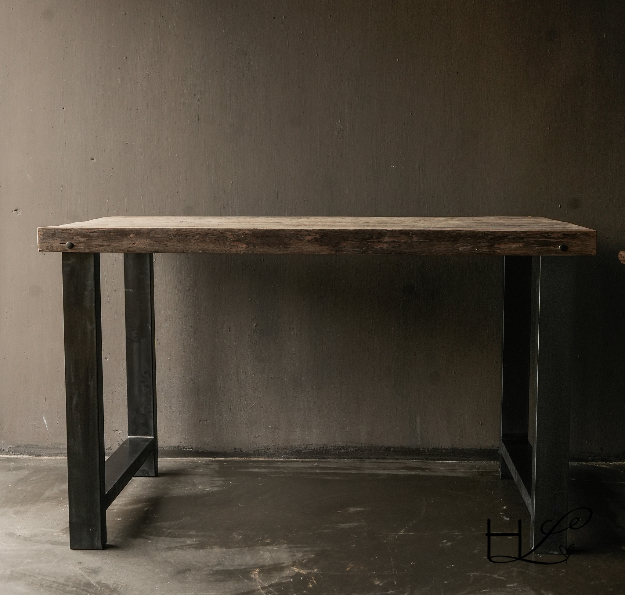 Sturdy wooden bar table with iron legs-6