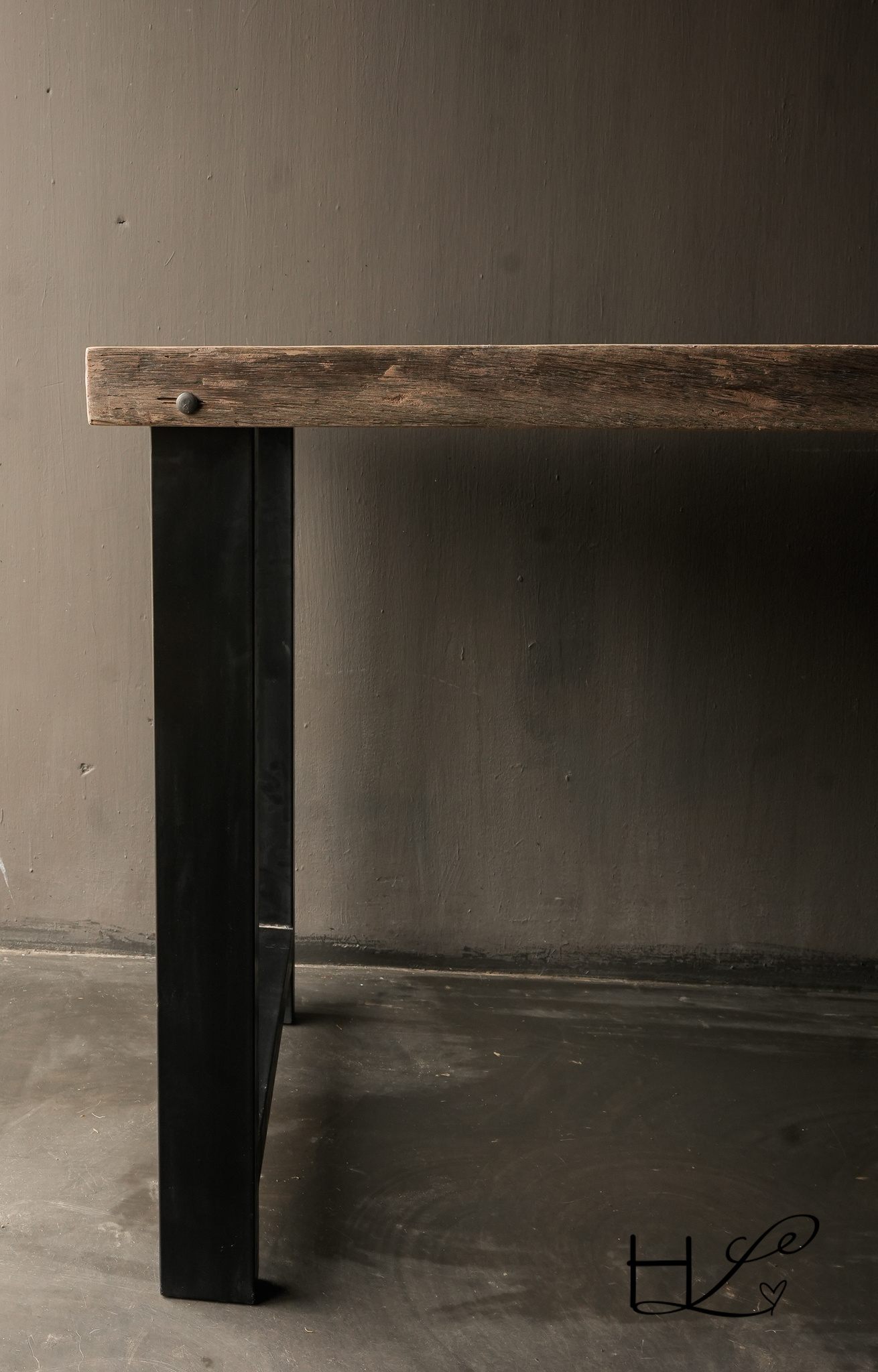 Sturdy wooden bar table with iron legs-7