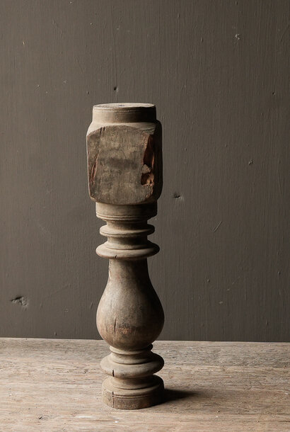 Old wooden Nepalese baluster candlestick