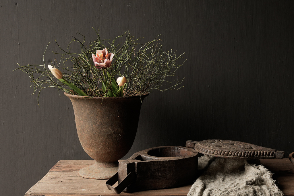 Einzigartige alte nepalesische Gewürzkiste aus Holz-6