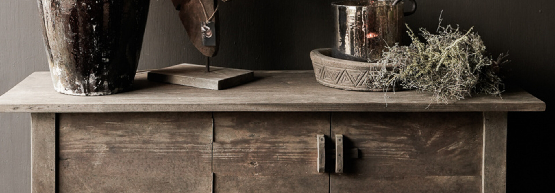 Tough, robust, rural old wooden wall table / side table