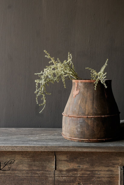 Wooden jug with iron fittings