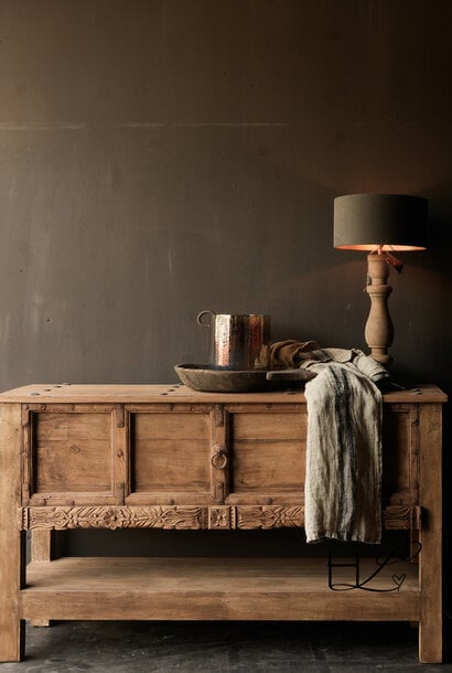 Old fruit tree wooden wall table with carvings