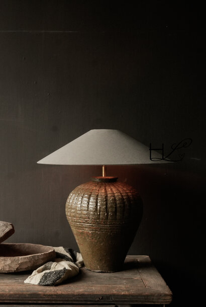 Uniek Antiek Wabi Sabi Authentieke Indische Rijst kruiklamp