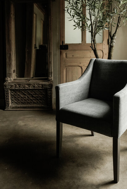 Eetkamer stoel Jul met vaste Linnen /Katoen stoffering