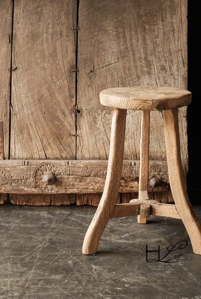 Unique Authentic Elmwood Round Wooden Stool