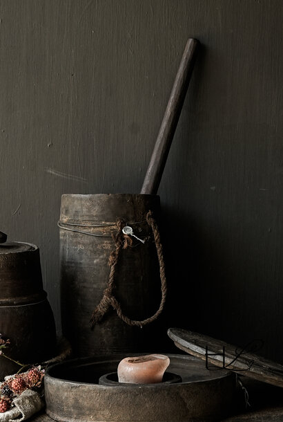 Unique Authentic Nepalese Old Wooden Hoffz Pot