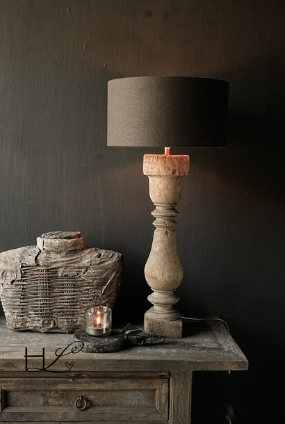 Wunderschöner alter Baluster-Lampensockel aus Holz