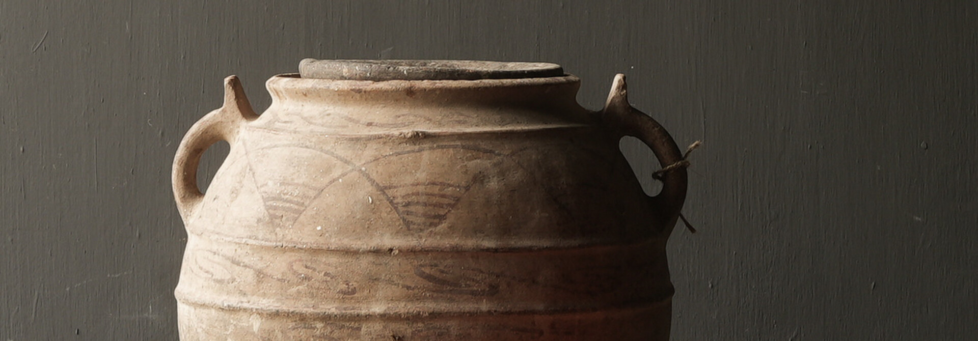 Beautiful Unique Antique Earthenware Berber Pot with Lid