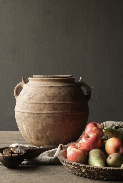 Beautiful Unique Antique Earthenware Berber Pot with Lid