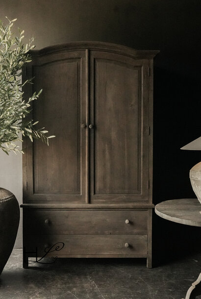 Beautiful sturdy rural old wooden two-door cabinet Dick van Luksa