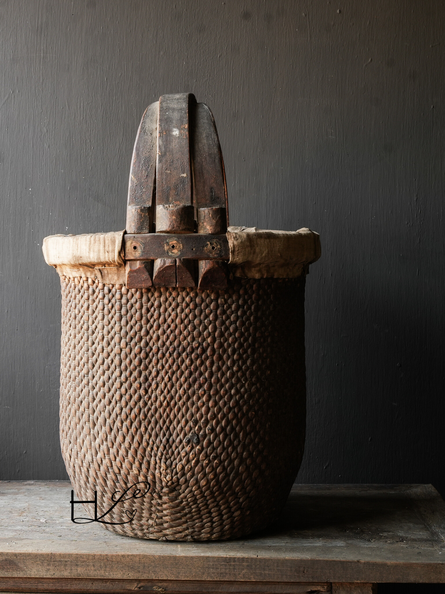 Oude Authentieke Wicker mand-3