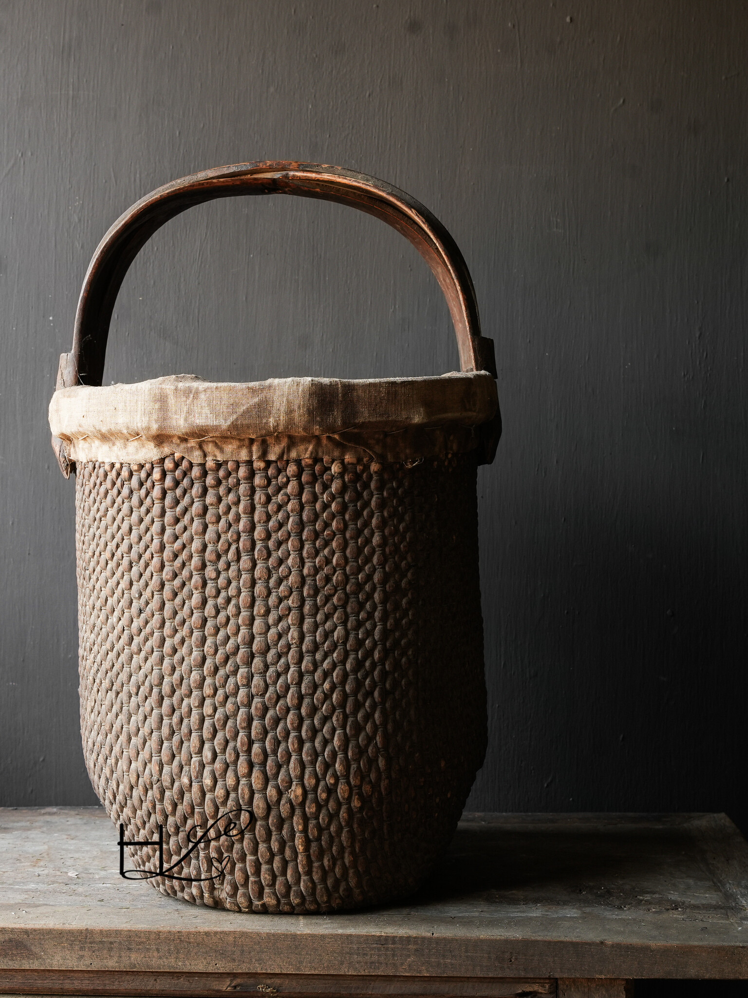 Oude Authentieke Wicker mand-4