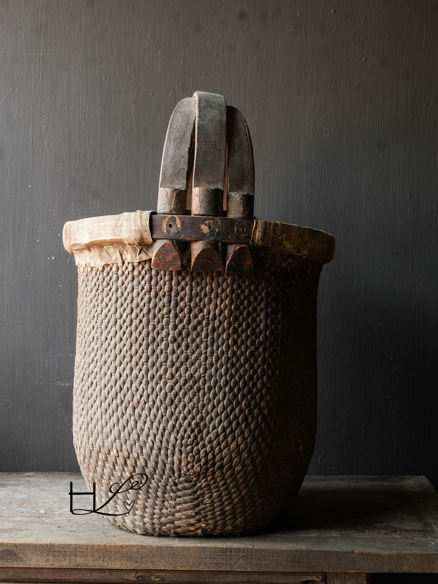 Oude Authentieke Wicker mand-5