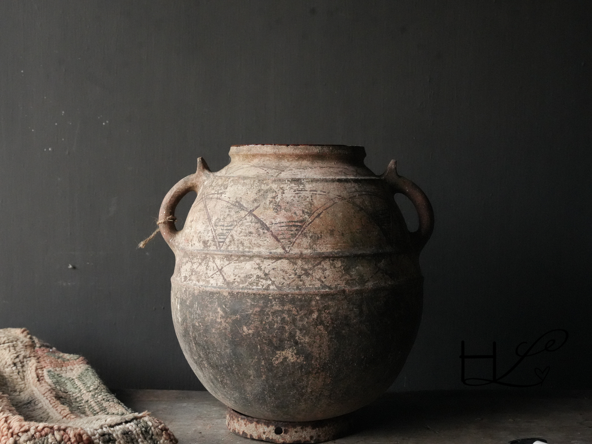 Wunderschön einzigartiger antiker Berbertopf aus Steingut-4