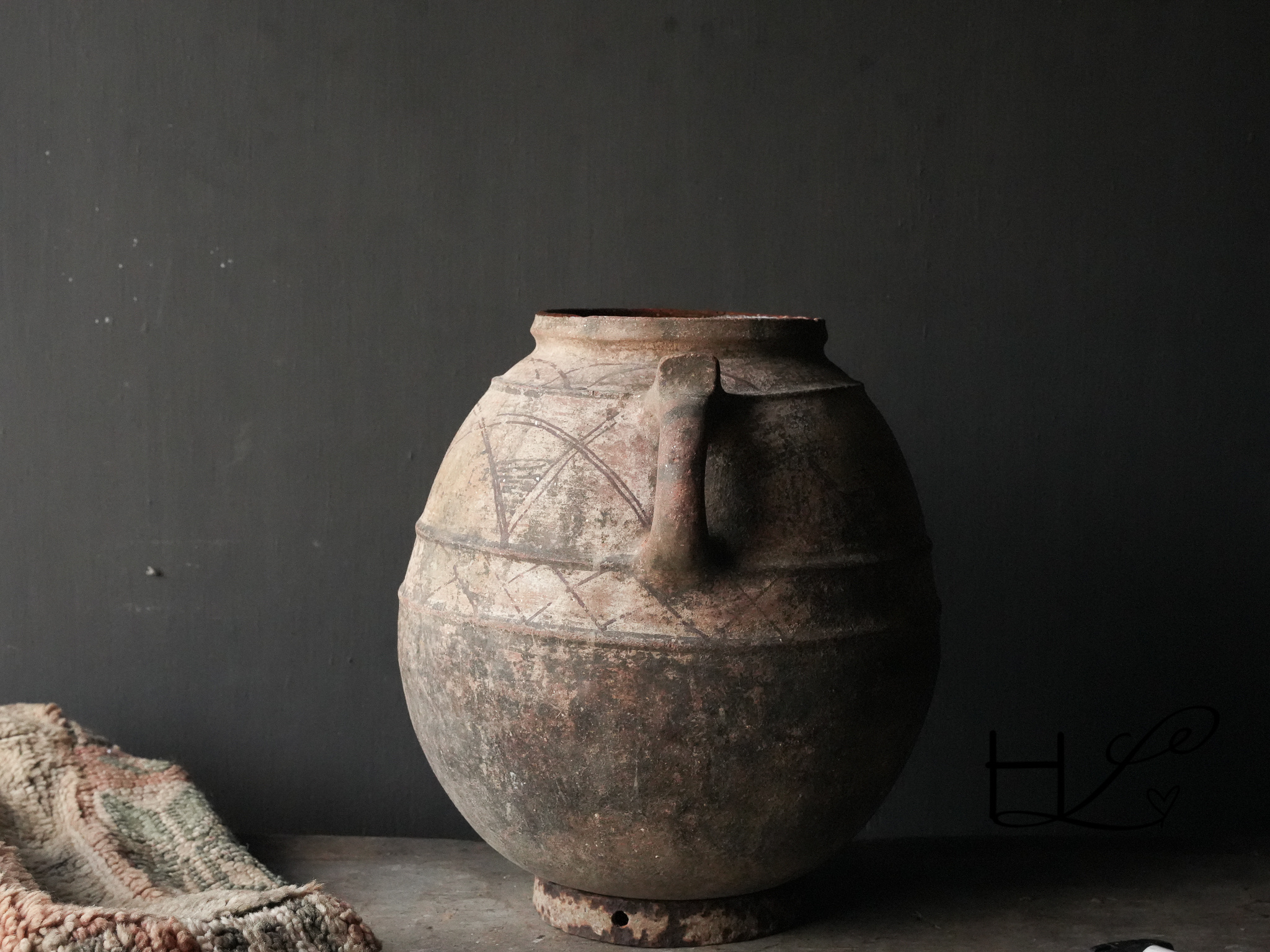 Wunderschön einzigartiger antiker Berbertopf aus Steingut-5