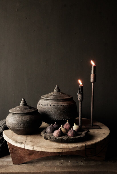 Earthenware jar with lid handmade