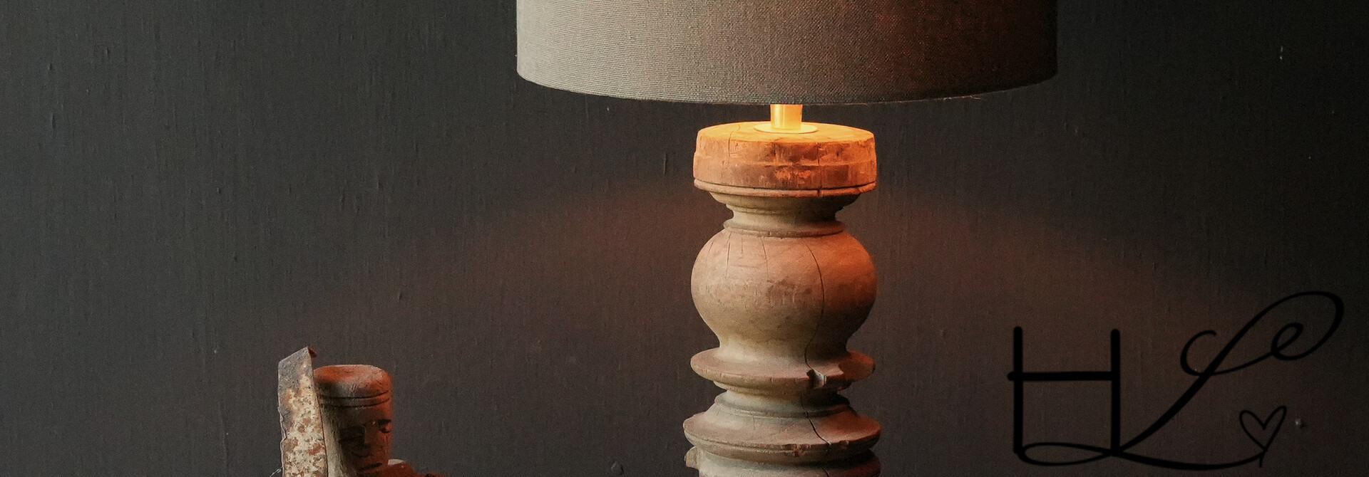 Houten Lamp voet van Antieke Baluster Aura Peeperkorn