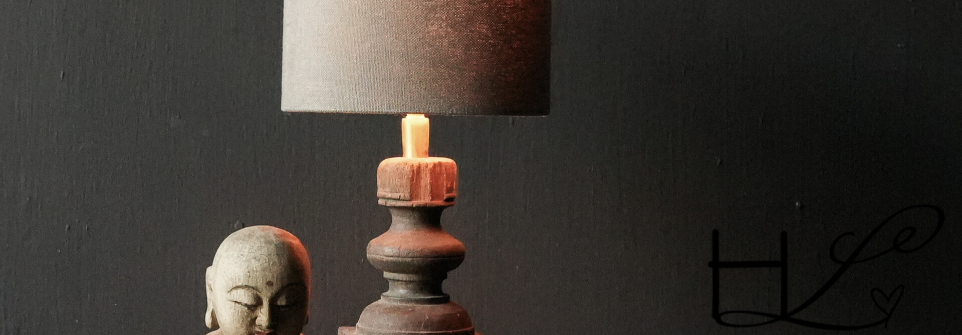 Lampensockel aus Holz von Antique Baluster Aura Peeperkorn
