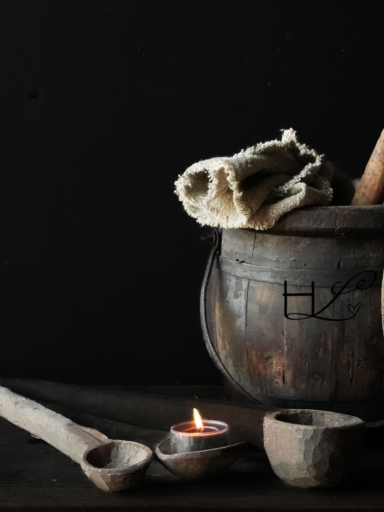 Einzigartiger alter authentischer Holzlöffel Aura Peeperkorn-2