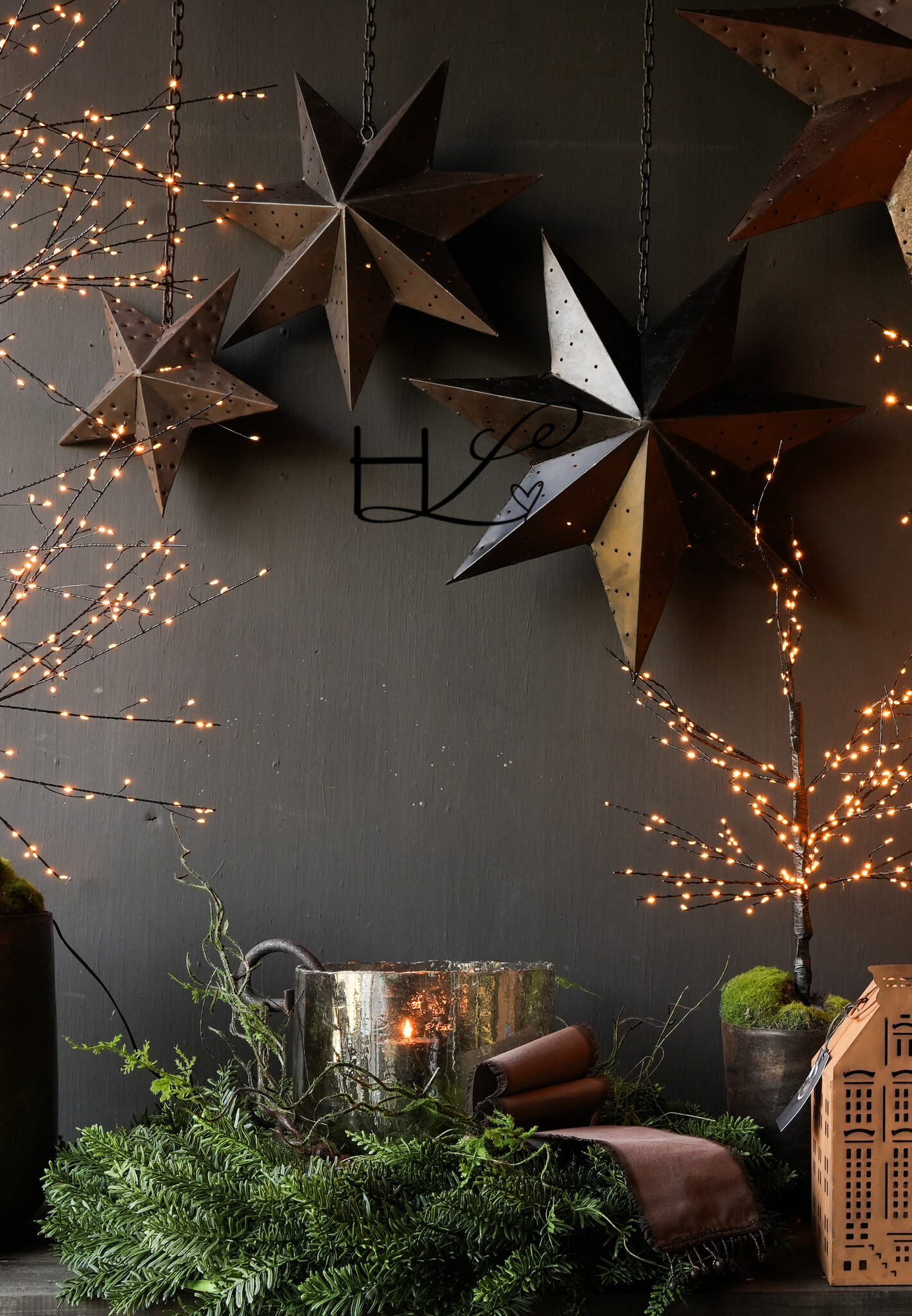 Wunderschöner, stabiler, stimmungsvoller Hängestern aus Eisen-3