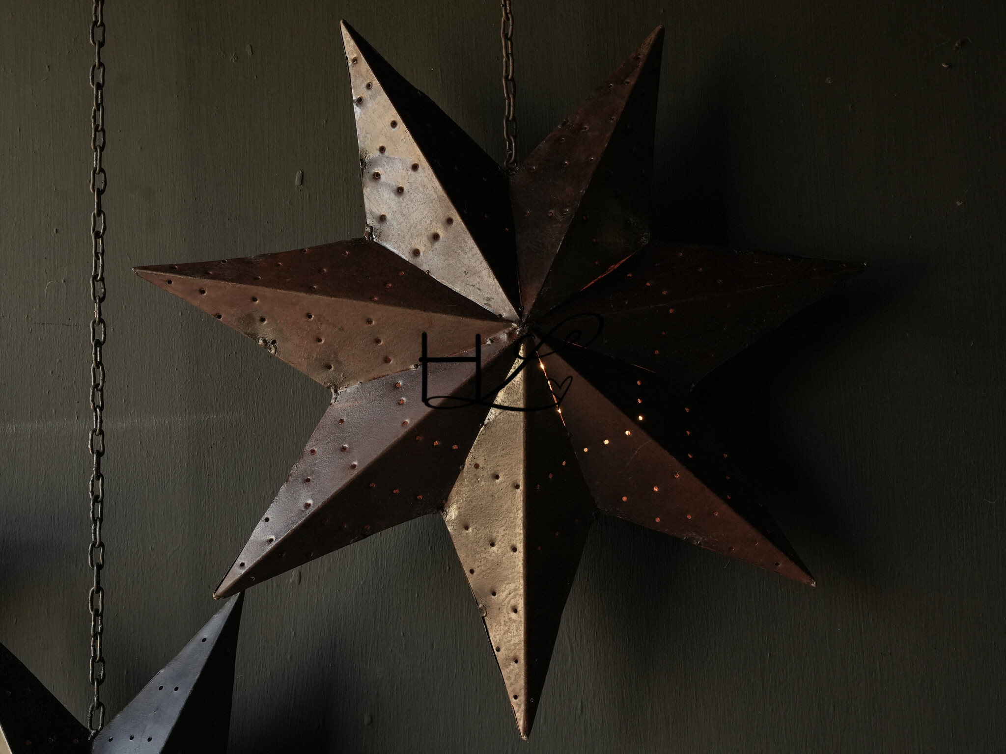 Wunderschöner, stabiler, stimmungsvoller Hängestern aus Eisen-4