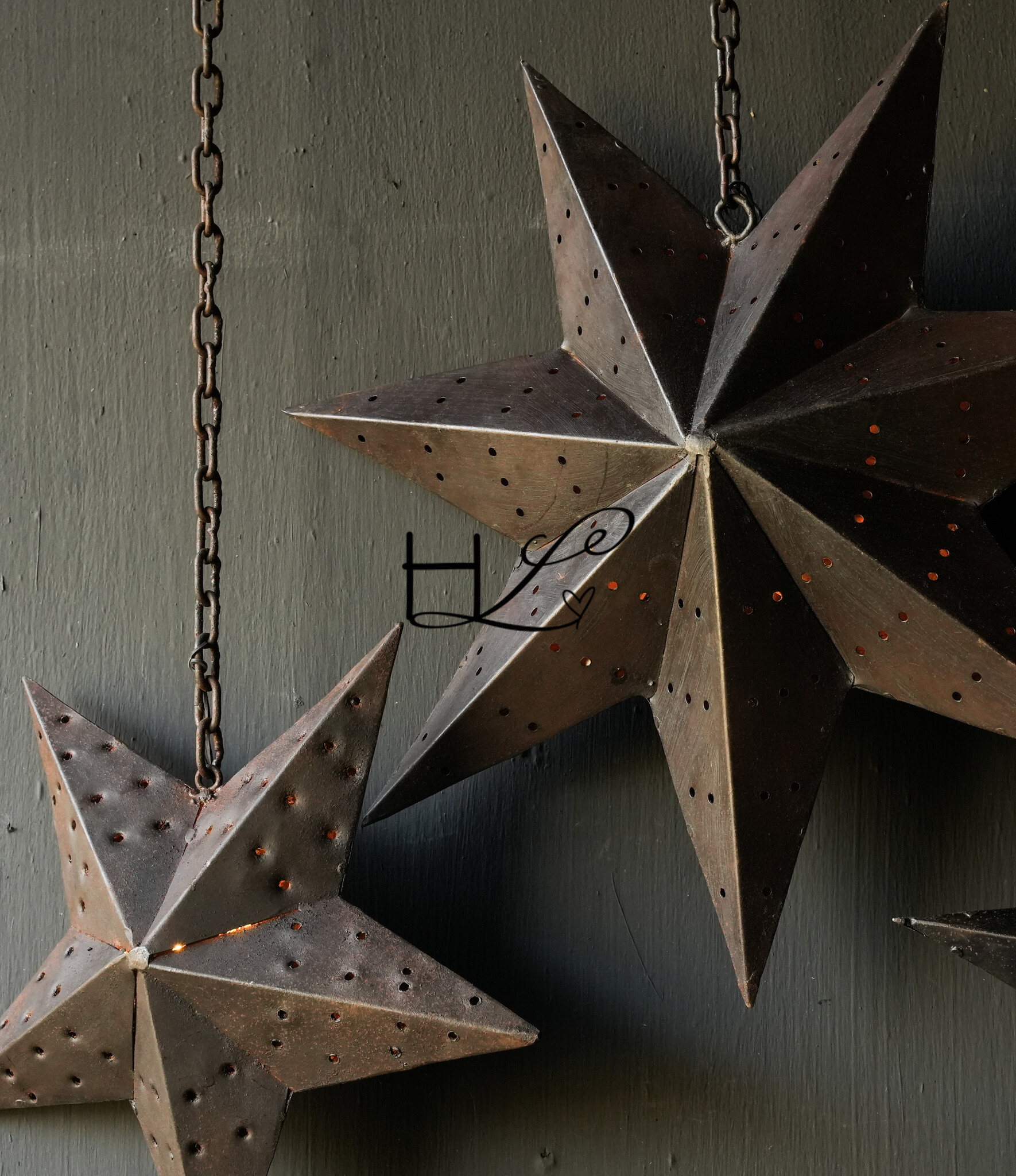 Wunderschöner, stabiler, stimmungsvoller Hängestern aus Eisen-5
