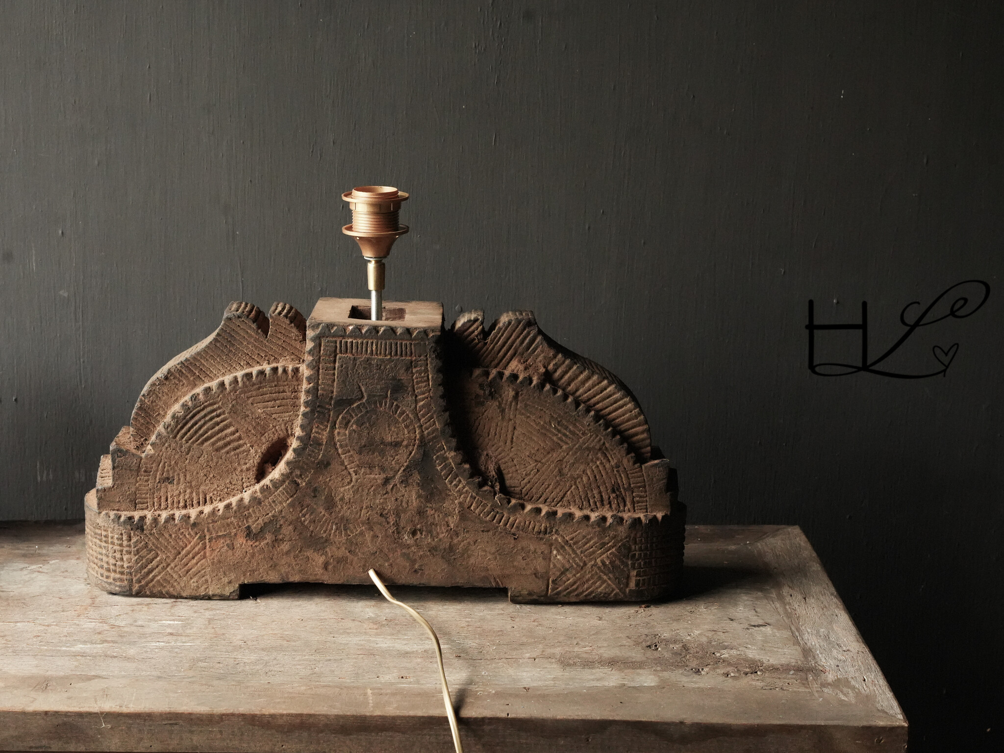 Tafellamp voet van Uniek oud ornament-6