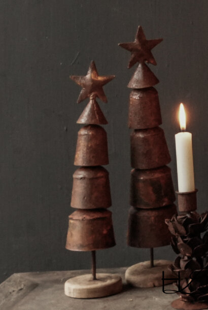 Set van twee Roest ijzeren belletjes kerstboompje