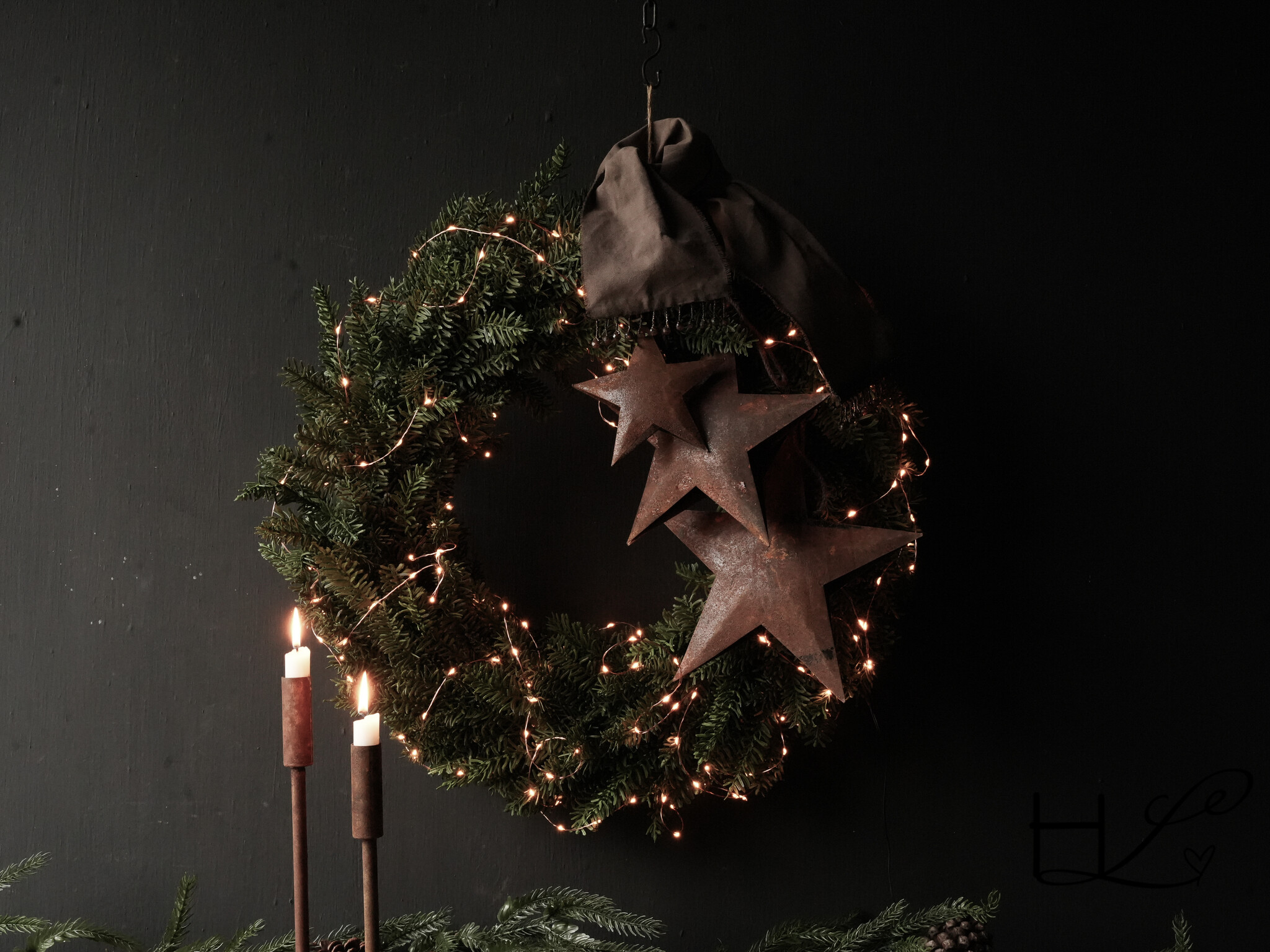 Beautiful rusty iron hanging star-5