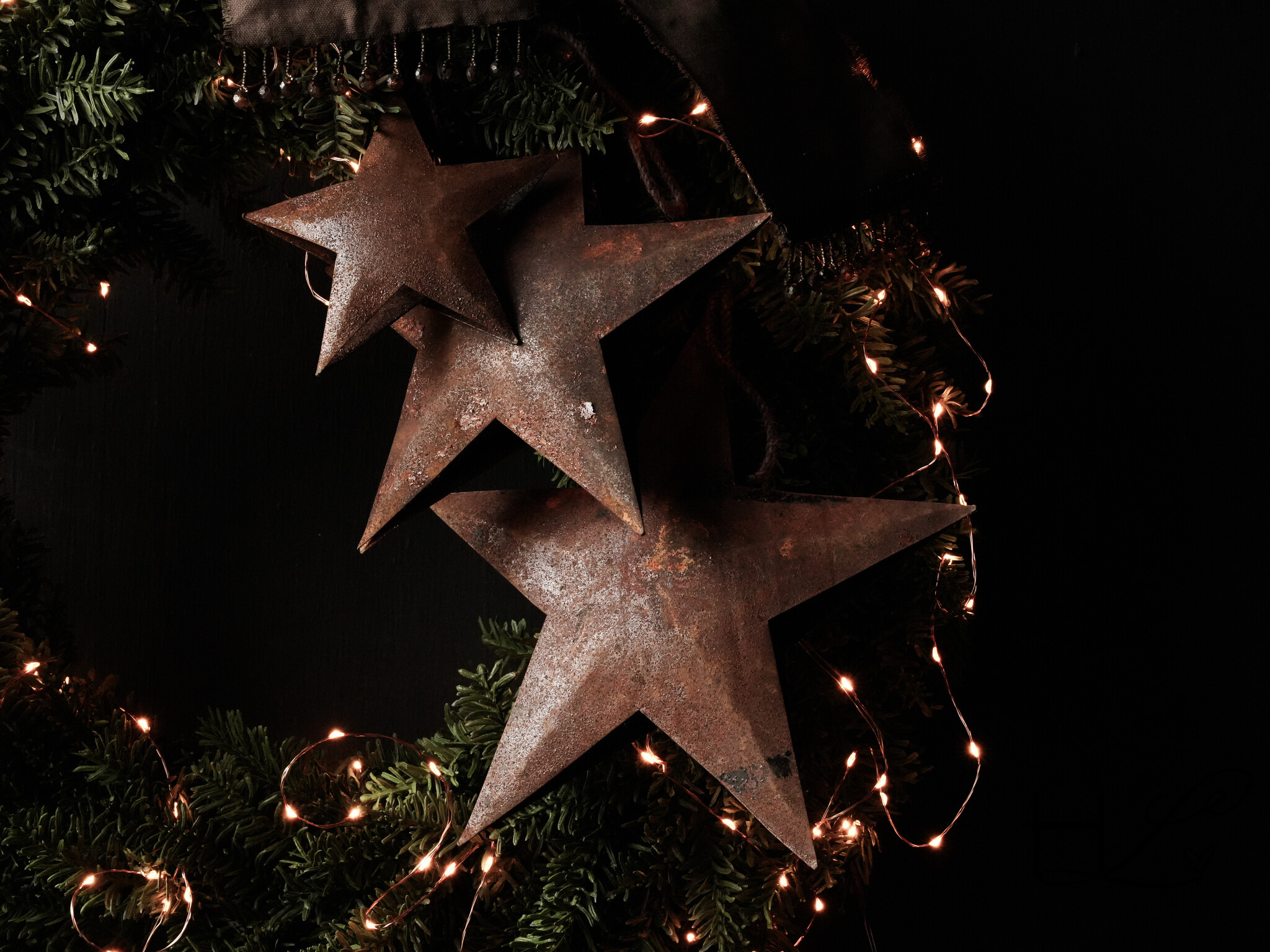 Beautiful rusty iron hanging star-6