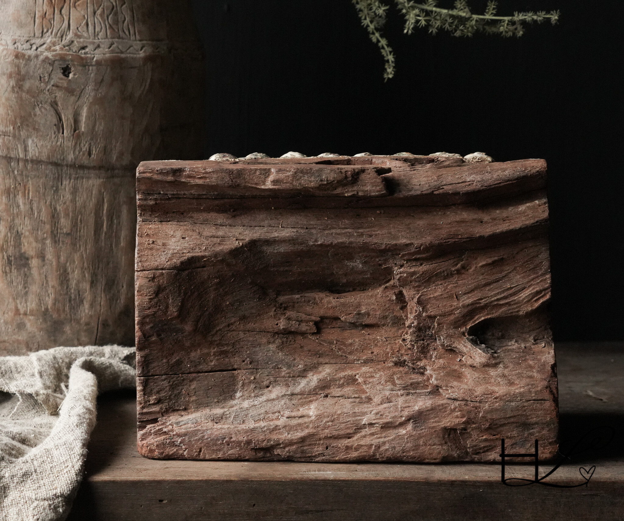 Alter authentischer Kerzenständer mit Holzsockel-7