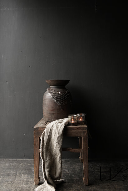 Oud Authentiek houten Salon/bijzet Tafeltje vierkant Uniek item