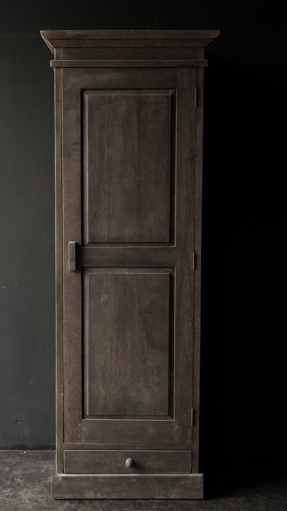 Schöner, robuster, ländlicher schmaler Schrank aus altem Holz mit einer Tür-2