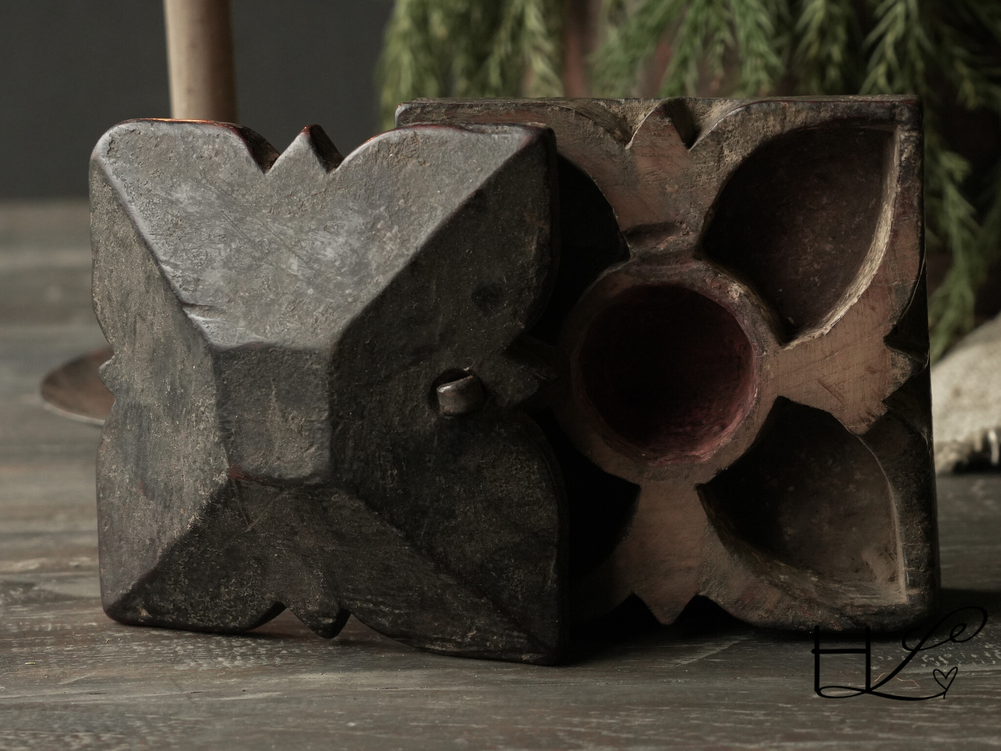 Alte antike Gewürzkiste aus Holz HOFFZ Indien-4