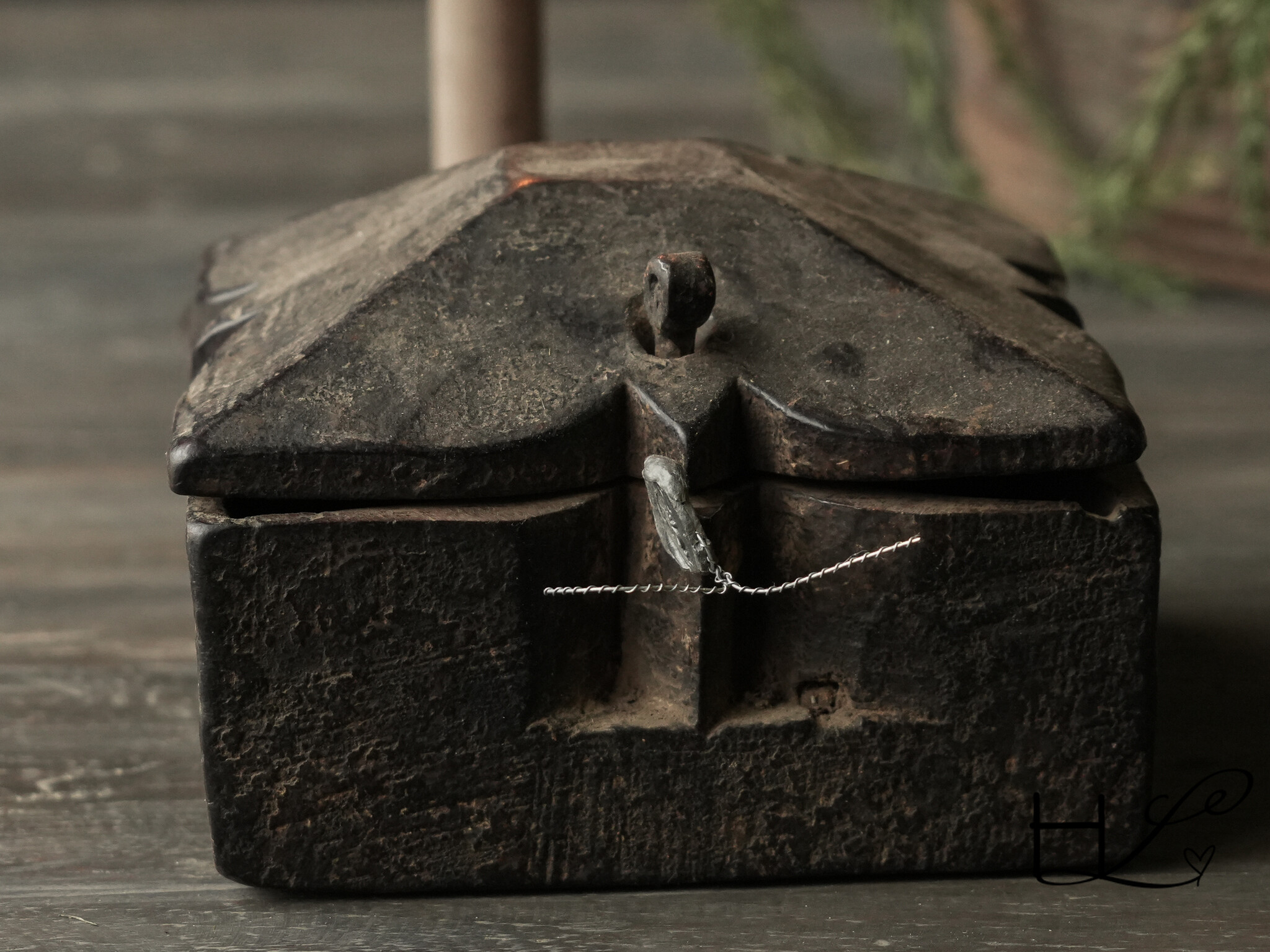 Alte antike Gewürzkiste aus Holz HOFFZ Indien-6