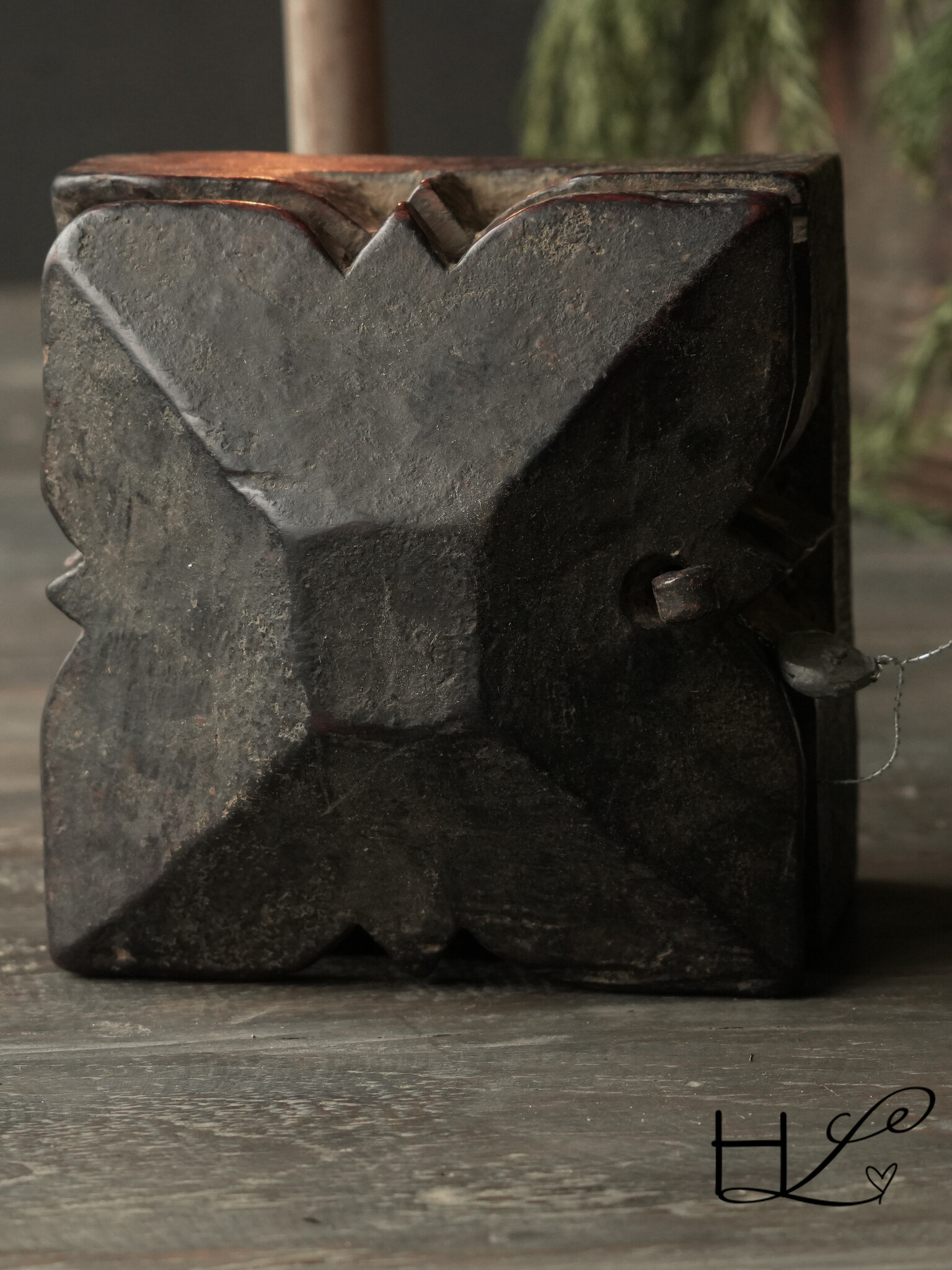 Alte antike Gewürzkiste aus Holz HOFFZ Indien-9