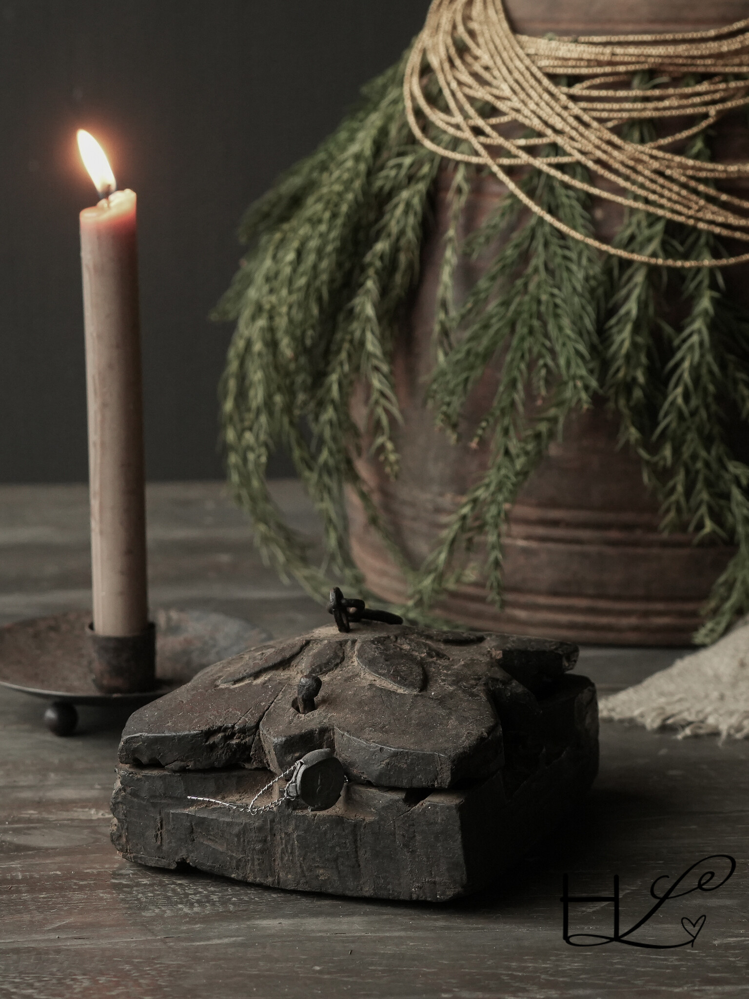 Alte antike Gewürzkiste aus Holz HOFFZ Indien-1