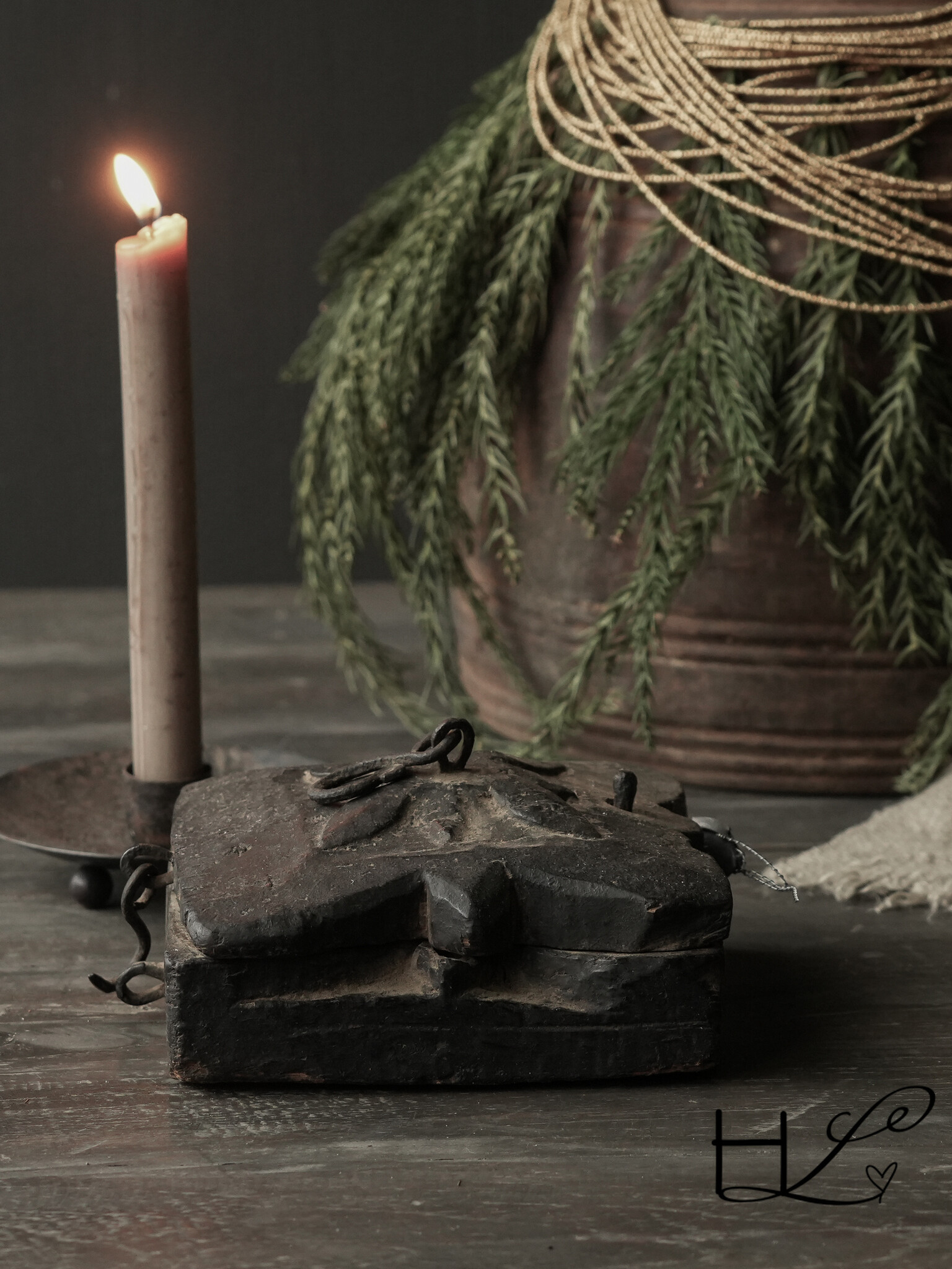 Alte antike Gewürzkiste aus Holz HOFFZ Indien-5