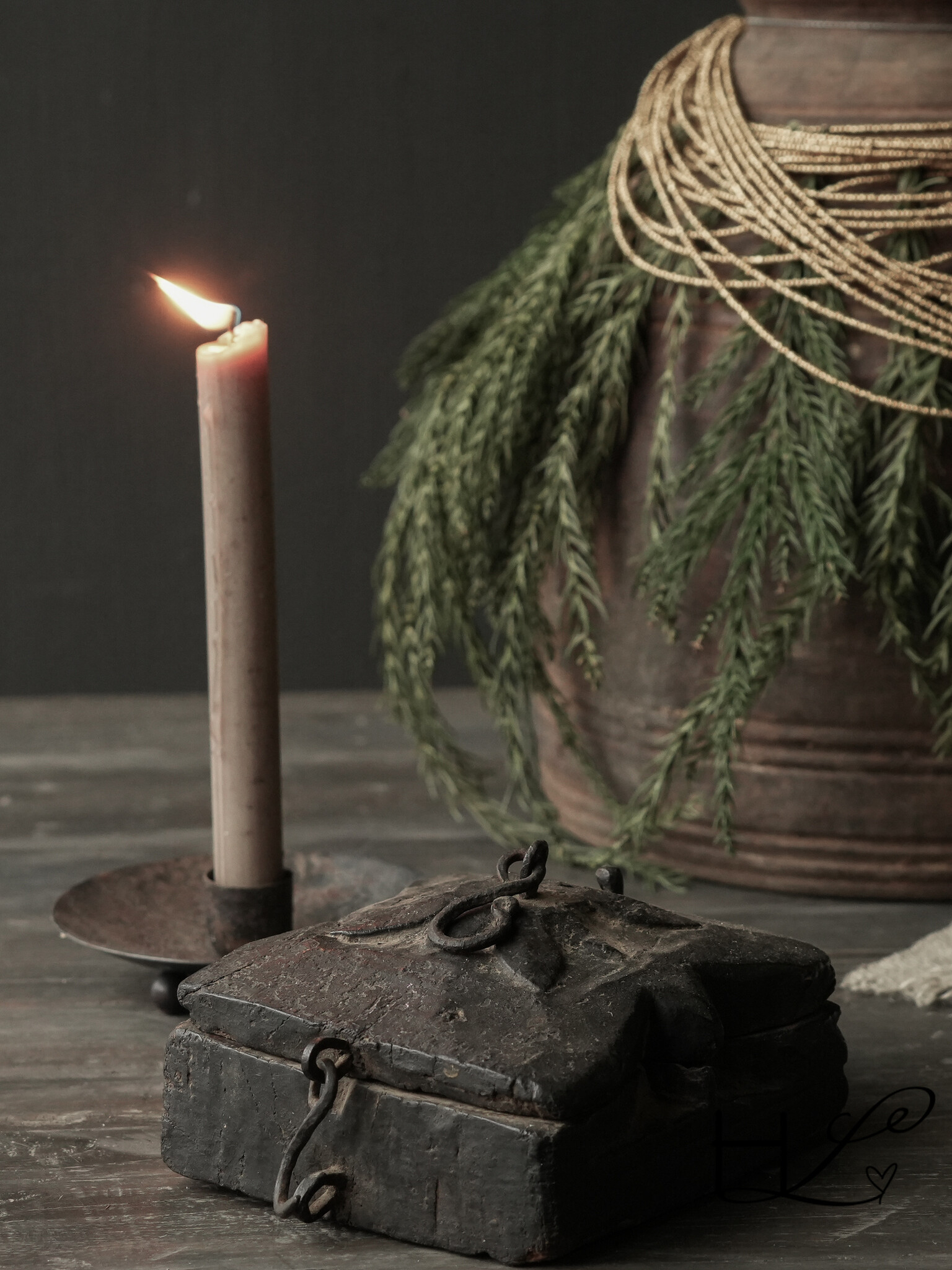 Alte antike Gewürzkiste aus Holz HOFFZ Indien-6