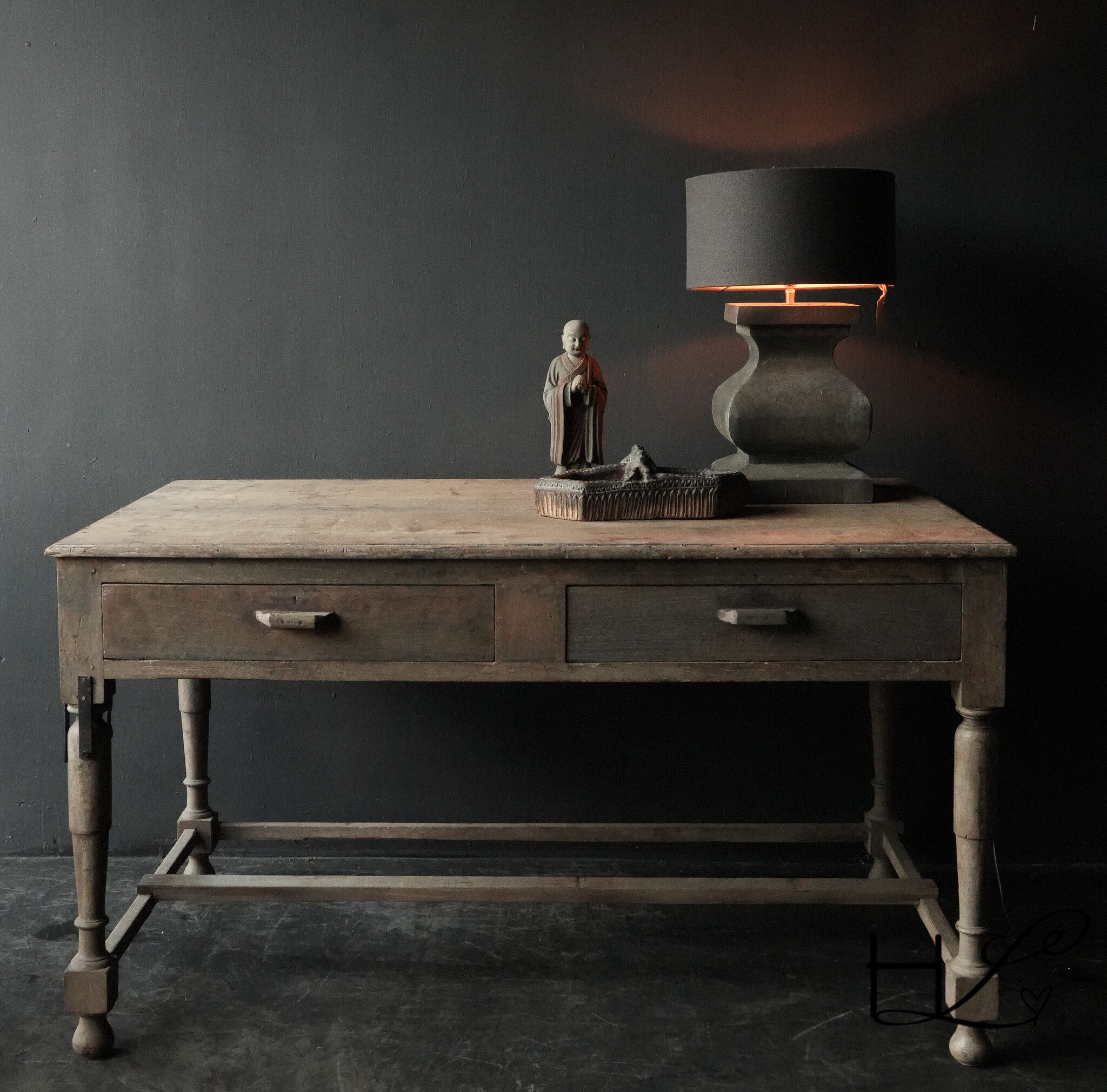 Uniek Authentiek oud Bureau/Buro Muurtafel LUKSA-2