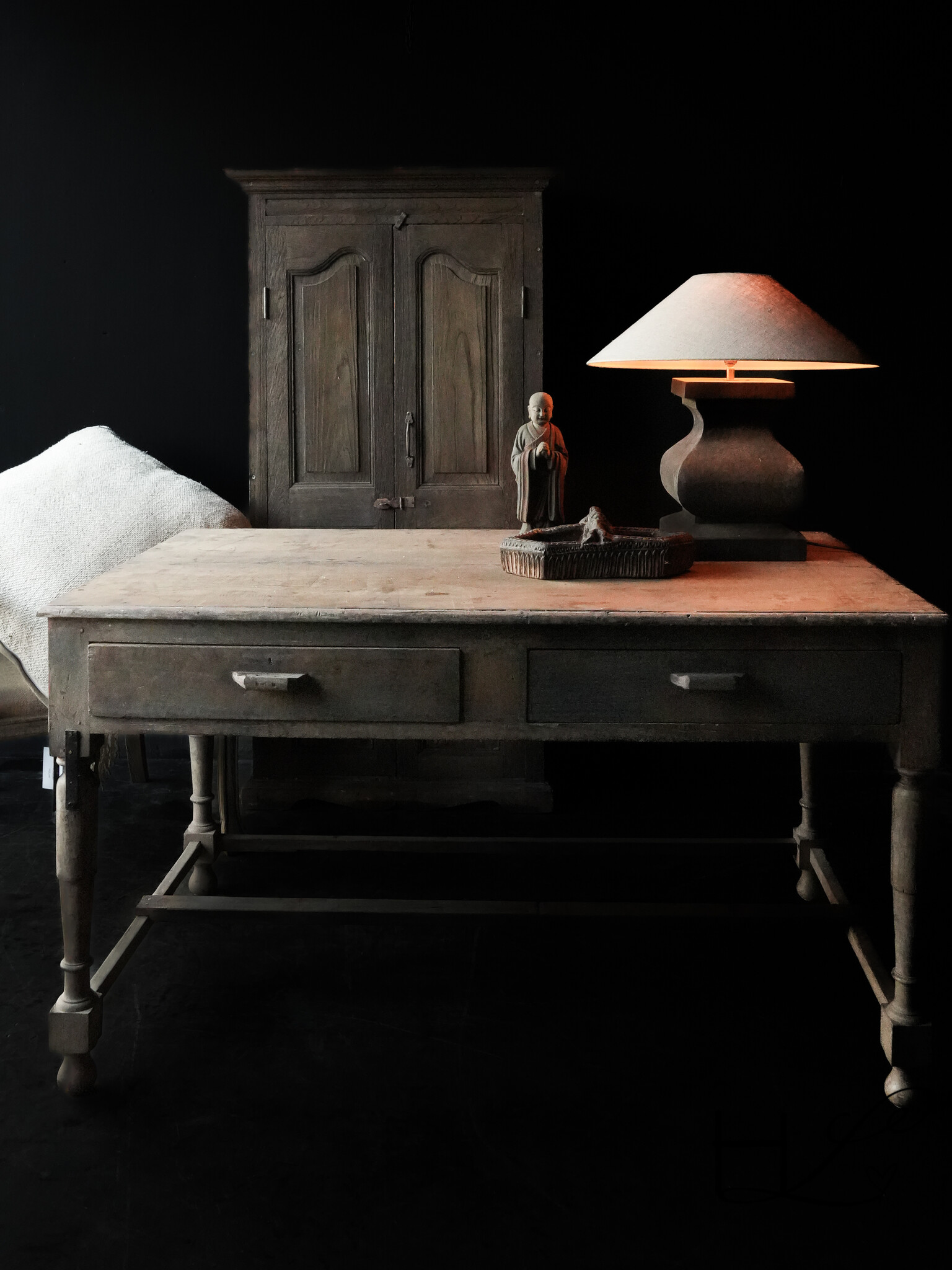 Uniek Authentiek oud Bureau/Buro Muurtafel LUKSA-4