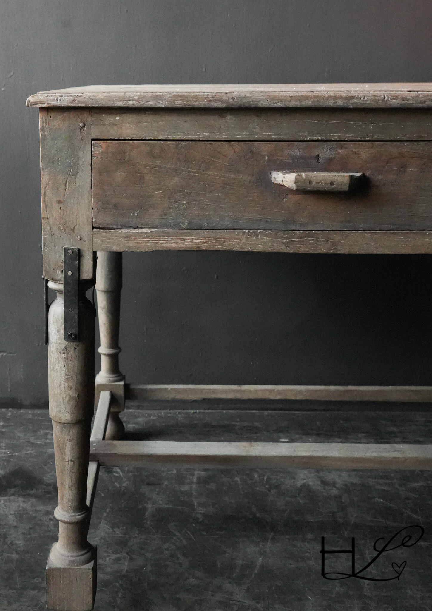 Uniek Authentiek oud Bureau/Buro Muurtafel LUKSA-5