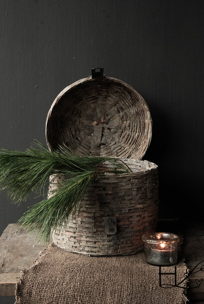 Einzigartiger runder Weidenkorb mit Deckel (handgemacht)