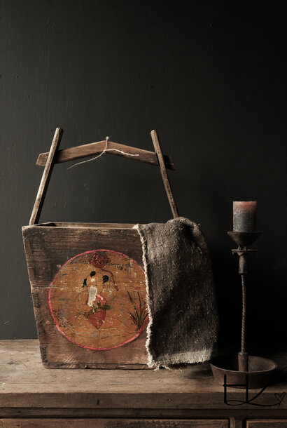 Prachtig Origineel gebruikt Oud houten zaai/Rijst bak