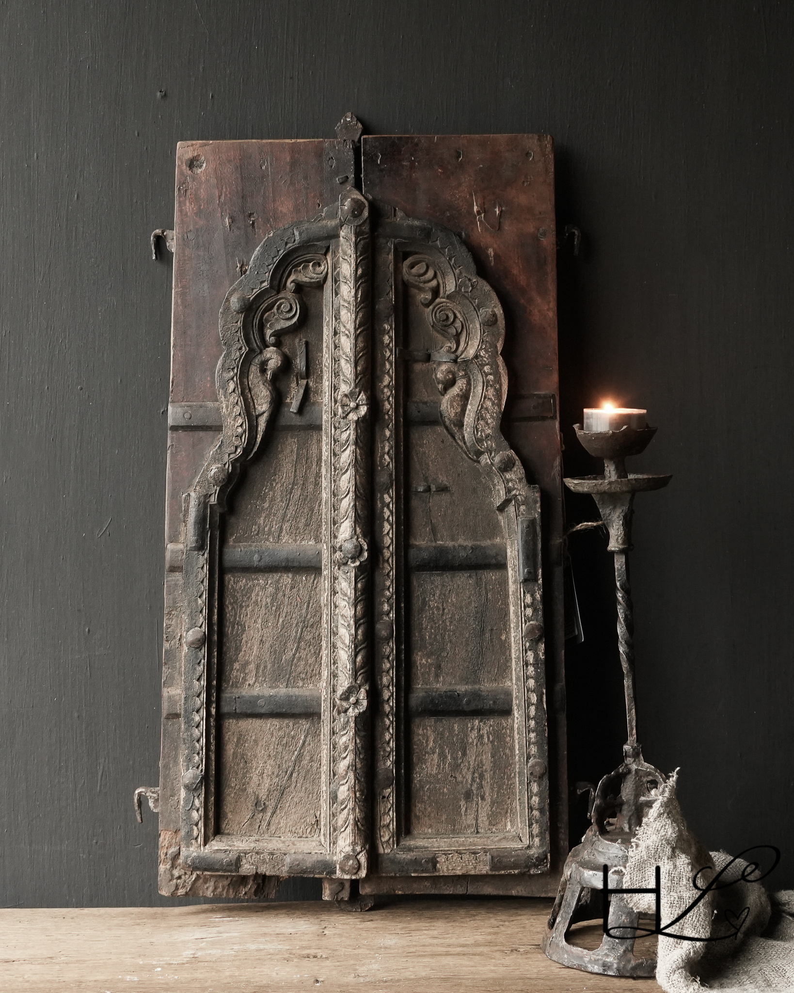 Uniek authentiek houten oud India houten luikje-2