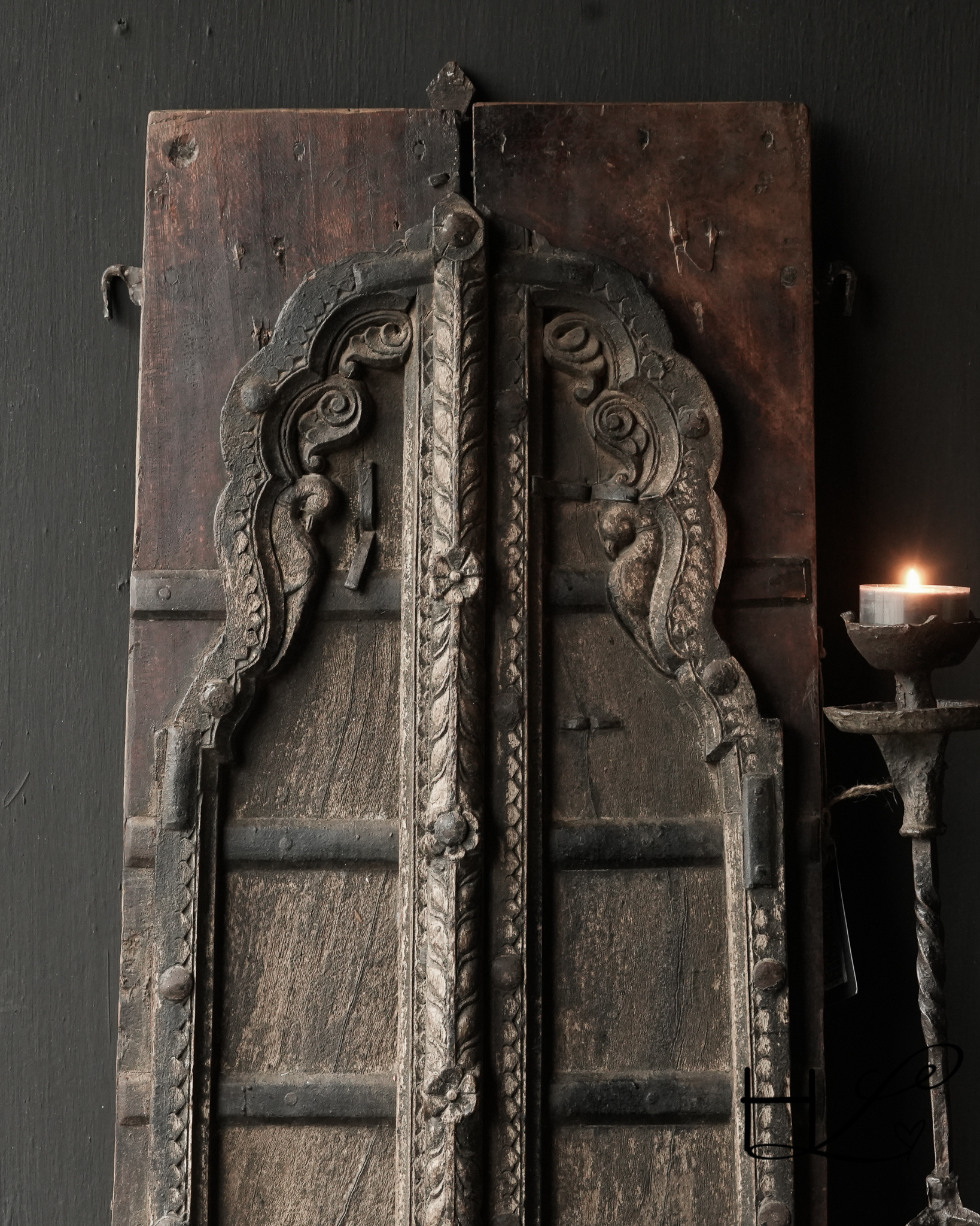 Uniek authentiek houten oud India houten luikje-3