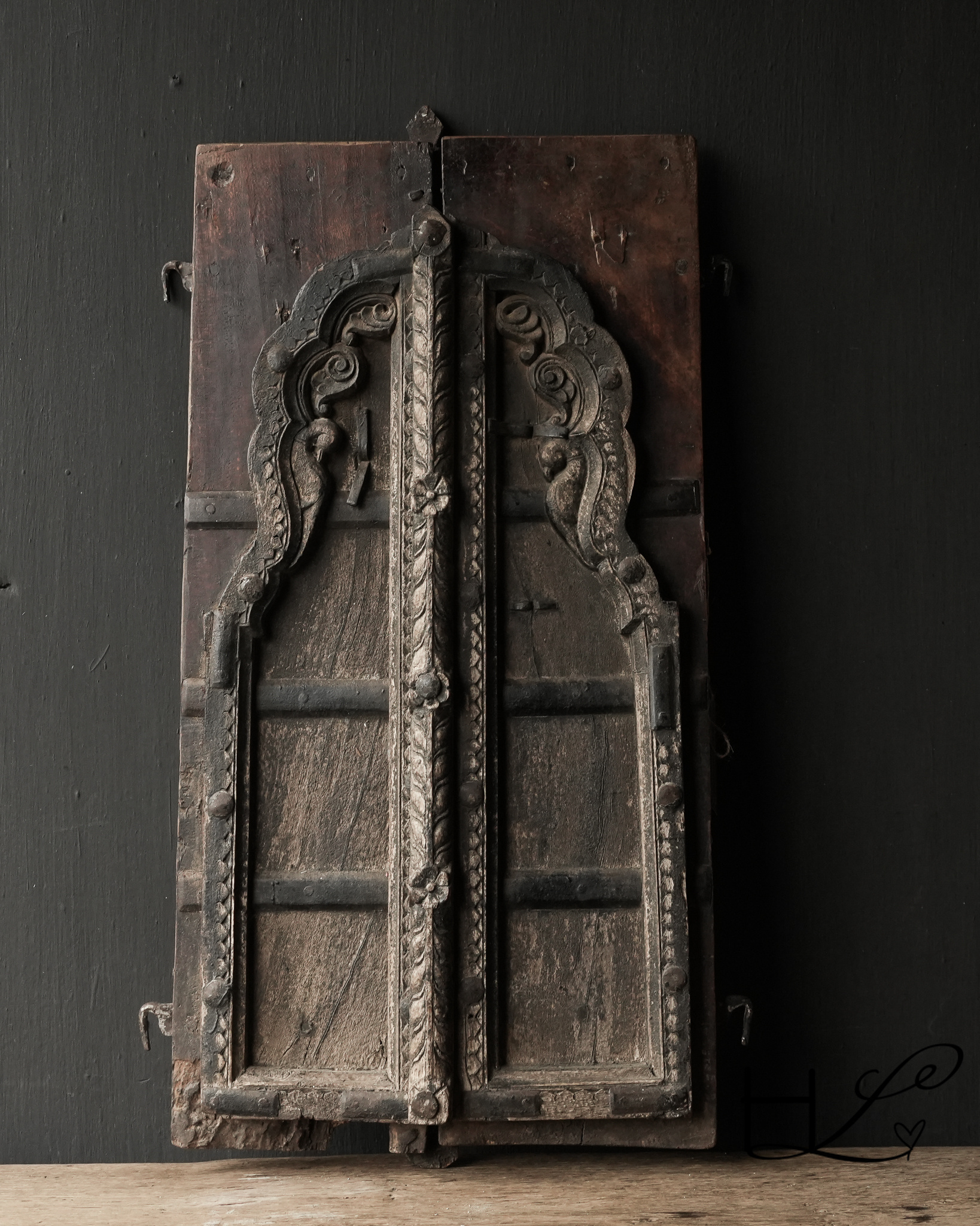 Uniek authentiek houten oud India houten luikje-4