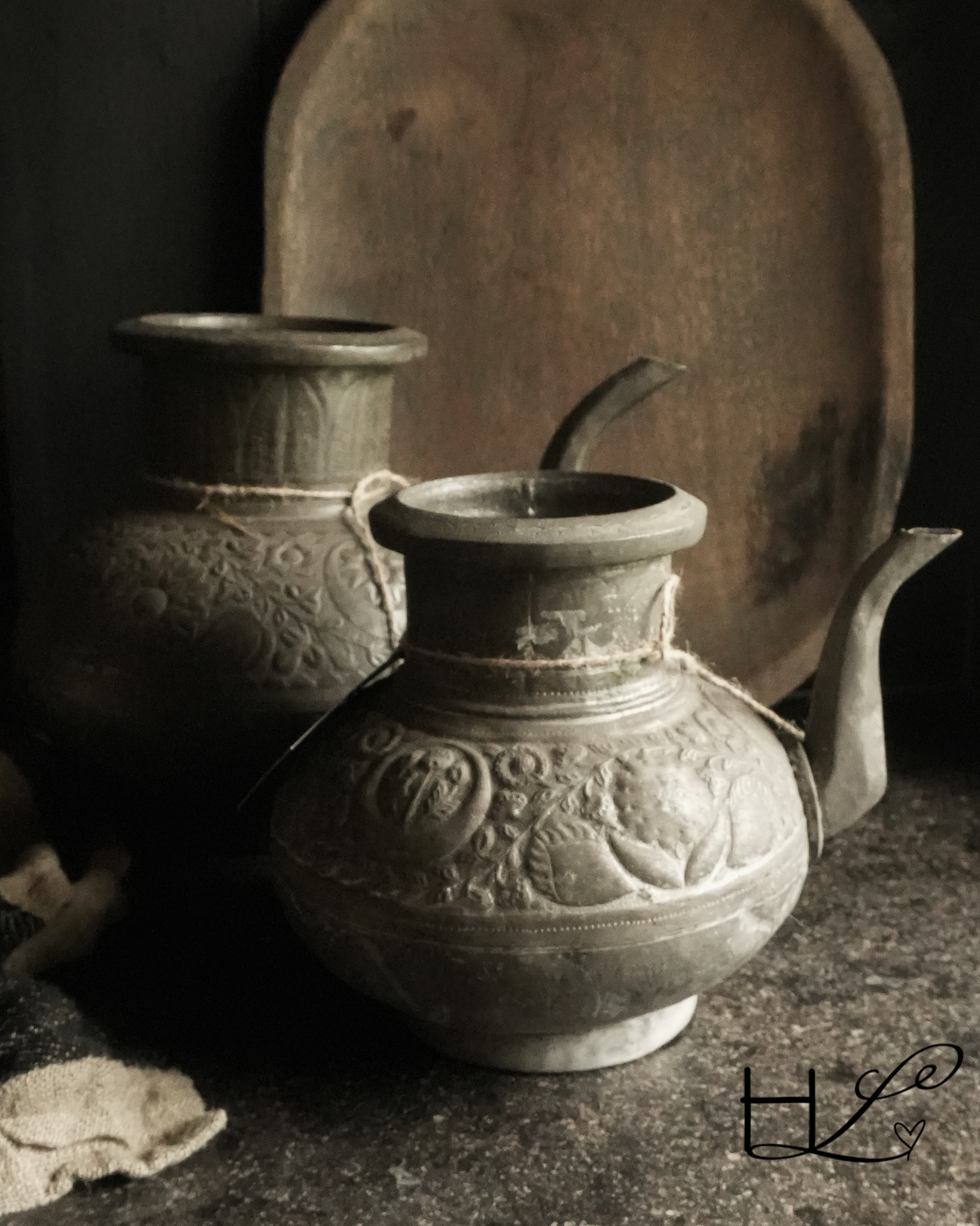 Osmanischer antiker Krug aus Zinn/Kupfer-4